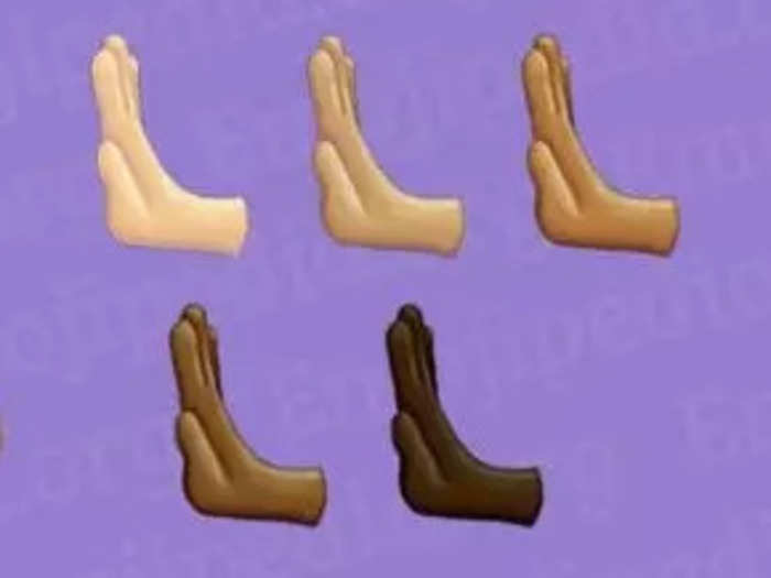 8. Leftwards pushing hand in various skin tones