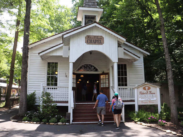 Amid the roller coasters and restaurants, the park has a chapel that holds non-denominational Christian worship services every Sunday.