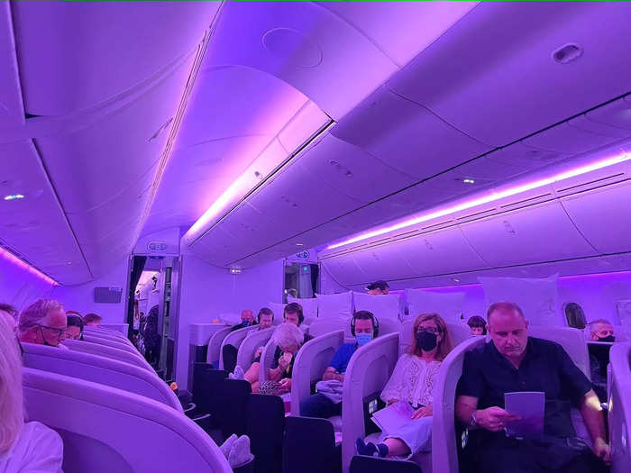 On my flight over, there were 27 business-premier seats and no business-premier-luxe seats. Air New Zealand will retrofit its current Boeing 787-9s with the new cabin design, but with four business-premier-luxe seats and 22 business-premier seats, Reeves said.