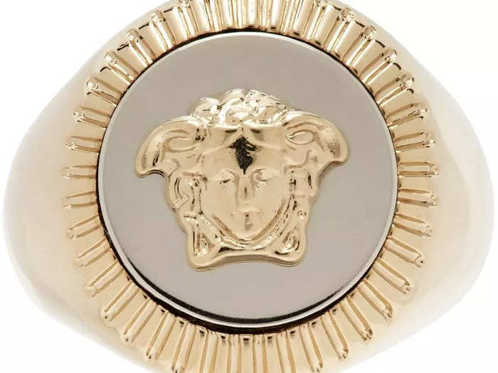 Versace silver Medusa signet ring - 63% off