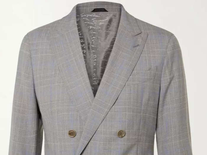 Giorgio Armani Slim-Fit Double-Breasted Prince Of Wales Checked Wool Suit Jacket - 80% off