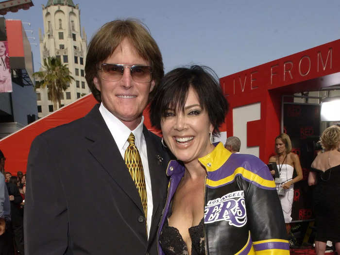 Kris Jenner took the sports theme behind the 2002 ESPY Awards literally and wore a Lakers leather jacket over her dress.