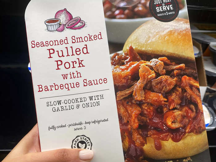 I love that this barbecue pulled pork can be cooked in the microwave.