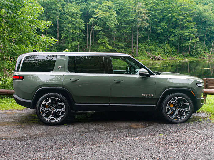 The three-row SUV may not have a truck bed in back like Rivian