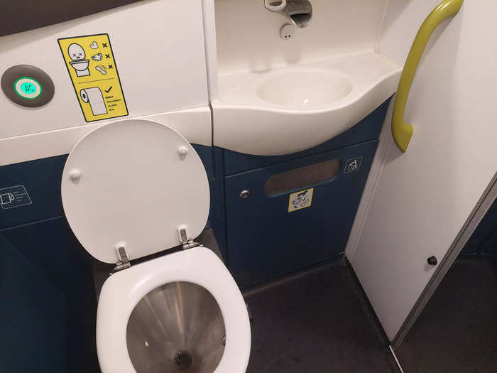 There were restrooms at the end of each carriage. They looked very much like normal train toilets – but I