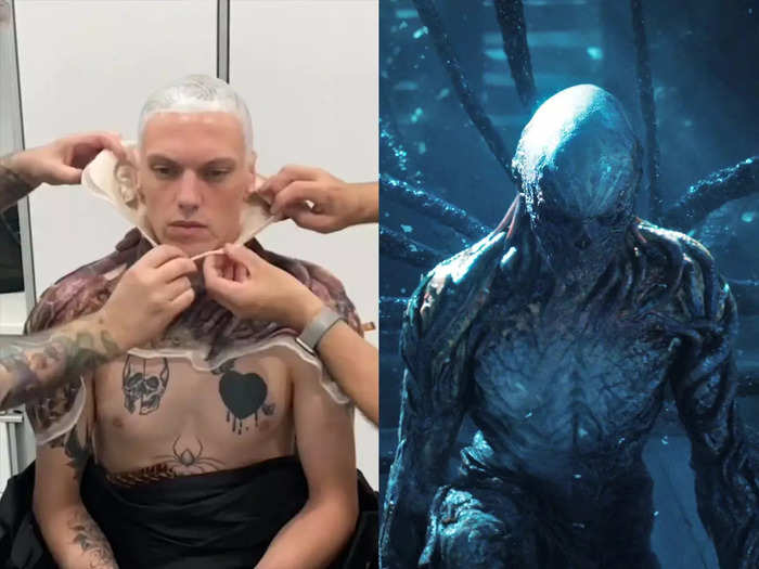 Actor Jamie Campbell Bower had spend hours in a makeup chair having the full Vecna costume applied from head to toe.