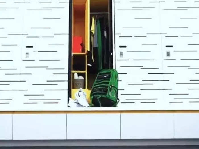 The lockers are gorgeous and appear to be modeled after paper birch trees which are common in the Pacific Northwest.