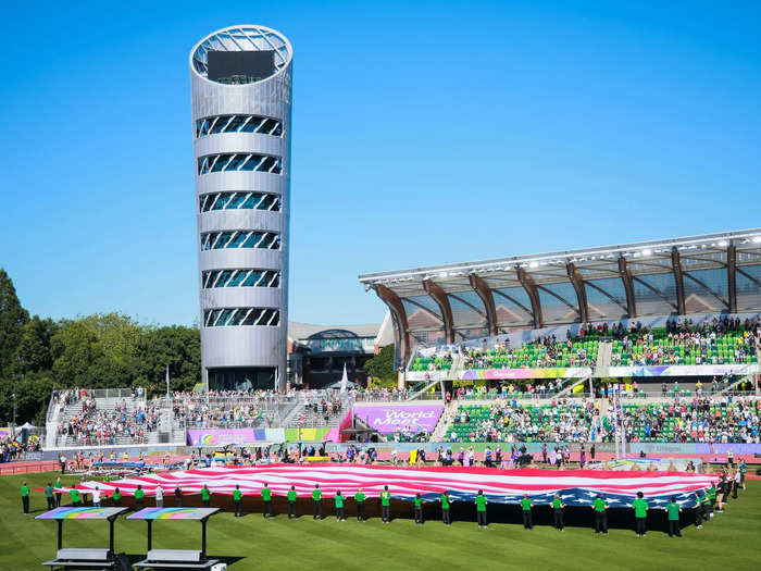 The new 10-story tower is modeled after an Olympic torch. It features a lobby filled with interpretive exhibits and multiple levels for viewing with a top-story observation deck.