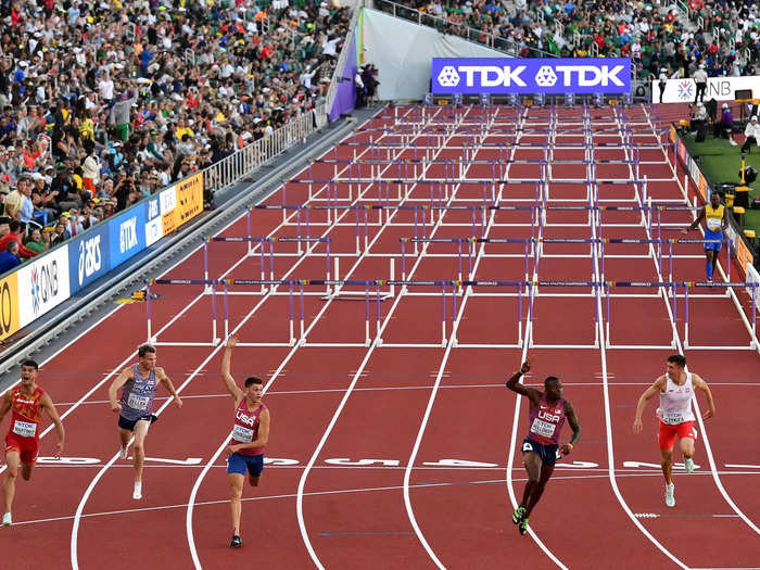 The renovations also expanded the track from eight lanes to nine.