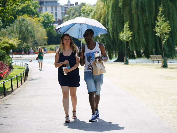 The UK Meteorological Service said blazing temperatures are expected to drop overnight into Wednesday by several degrees.