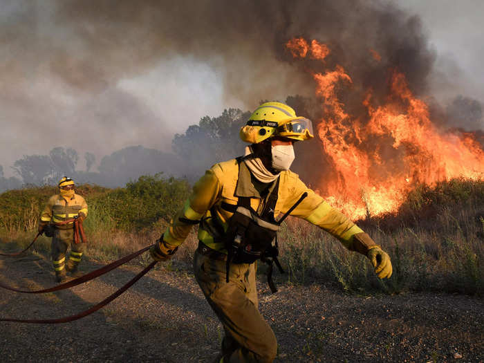 Meanwhile, wildfires have engulfed much of Central and Northern Spain.