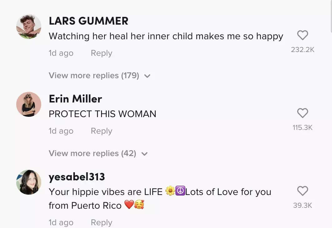 A screenshot of comments left on Drew Barrymore