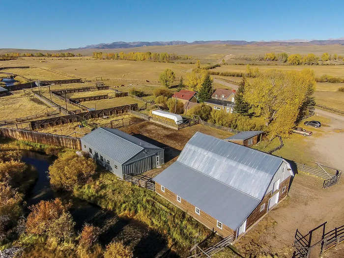 There are several buildings divided between the ranch