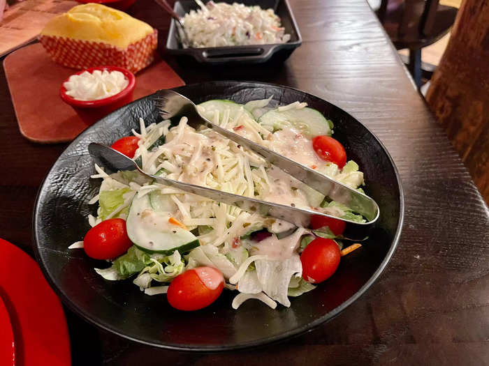 We also got to share a big bowl of salad and some creamy coleslaw.