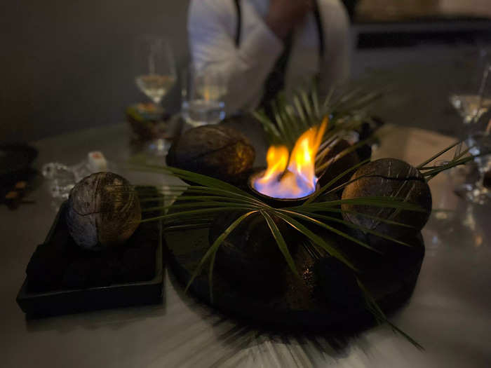 During the Thailand course, part of the dish was pulled from the ceiling.