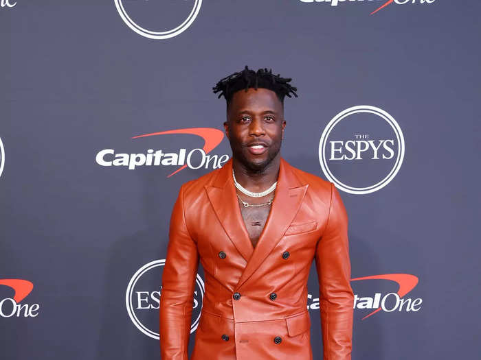 BMX athlete Nigel Sylvester chose a suit made entirely from orange leather.