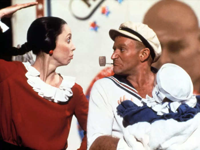 In his first leading role, Williams took on the legendary cartoon sailor Popeye in the 1980 film of the same name.