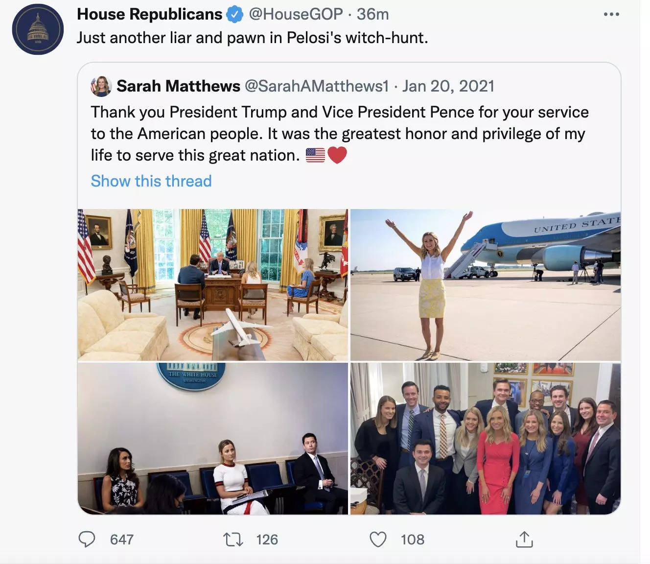 A deleted tweet from the official House Republican account