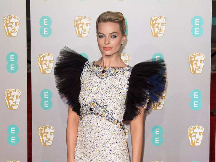 The actress wore a fish-inspired silver-and-black gown with a fishtail silhouette to match at the 2019 EE British Academy Film Awards.