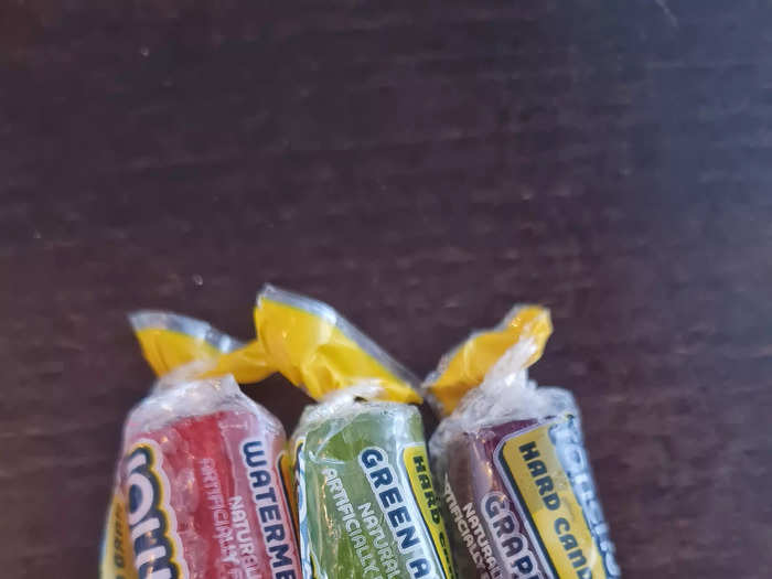 The flavors of Jolly Ranchers included watermelon, green apple, green raspberry, and grape. While the hard candies were refreshing, the flavor was almost muted and slightly underwhelming.