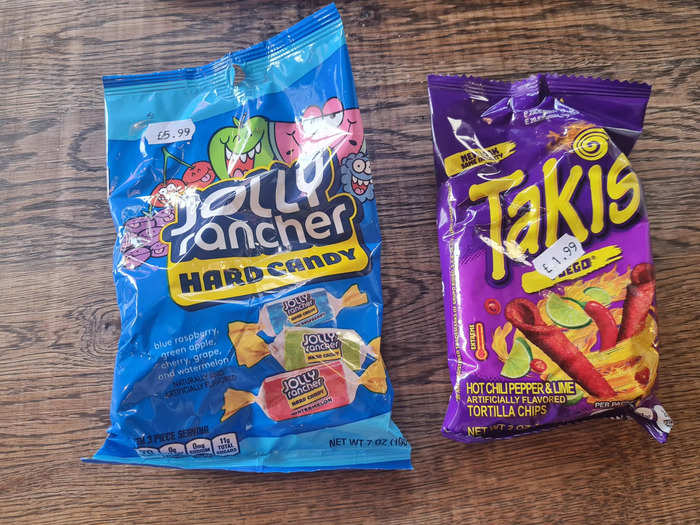 When I asked the sales assistant what the most popular items are, he recommended Jolly Rancher, which cost £5.99, or around $7.20, and Takis, which cost £1.99, or around $2.40.