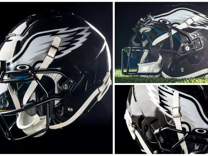 The Philadelphia Eagles are debuting a black helmet to go with their black jerseys.