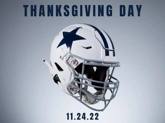 The Dallas Cowboys will wear throwback white helmets with the iconic navy star for their Thanksgiving Day game against the Giants.