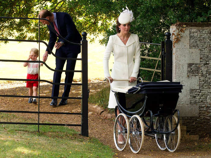 But the little prince appeared to be in tears as the family made their way to Princess Charlotte