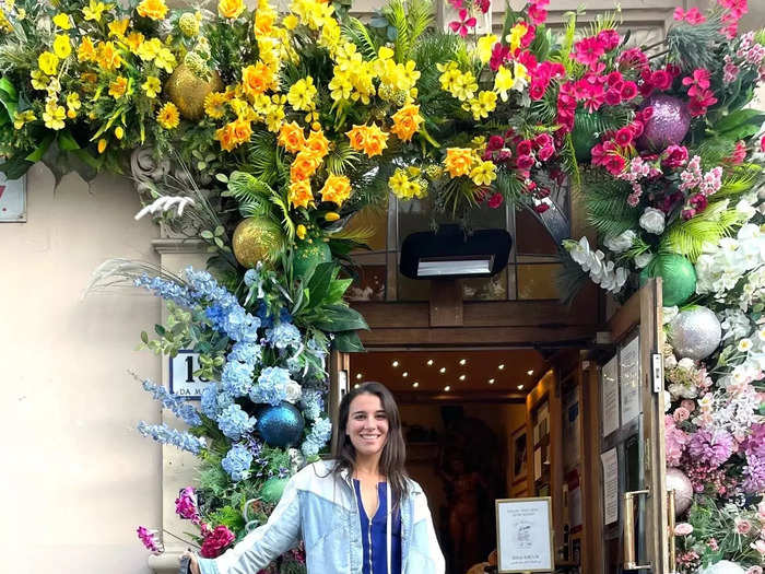 A burst of colorful flowers also framed the entrance.