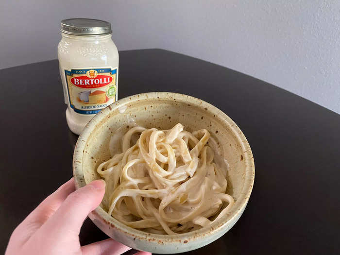 The Bertolli Alfredo was creamy and buttery but could use more seasoning.