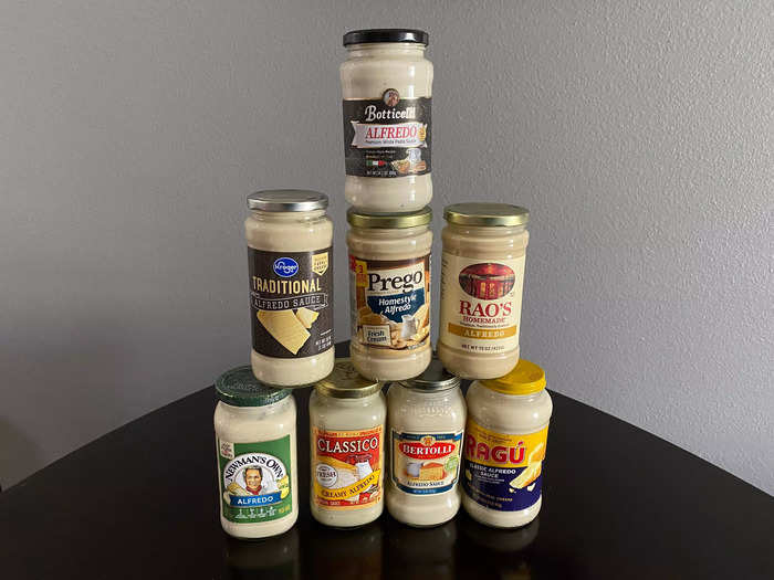 I compared jarred Alfredo sauces from brands including Bertolli, Prego, Classico, and Ragu.