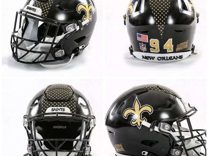 The New Orleans Saints have a new black alternate helmet with a fleur-de-lis "stripe."