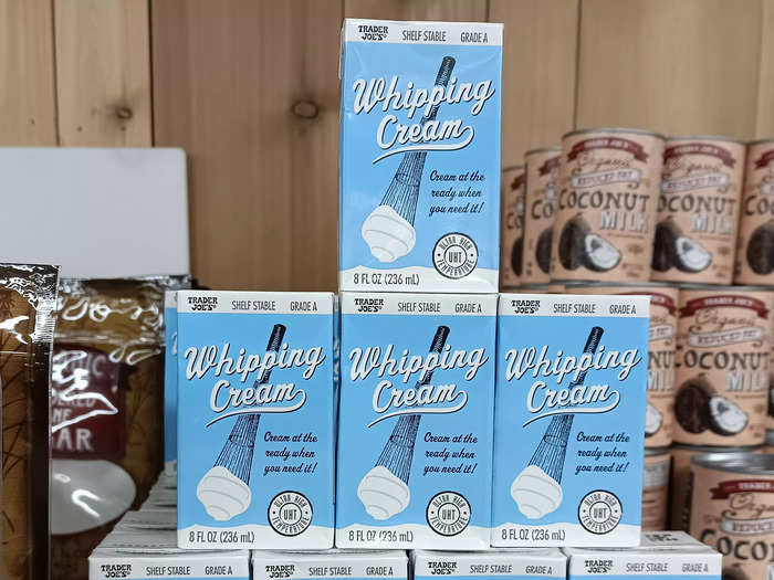 Shelf-stable whipping cream is very convenient.