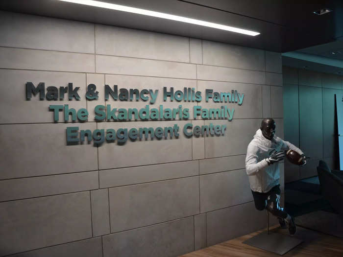 On game days, recruits and their families spend time at the engagement center inside the stadium.