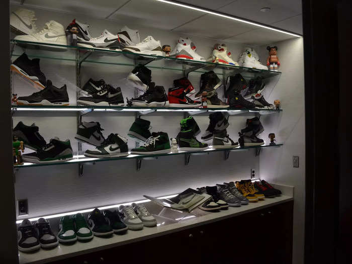 He even has a display featuring all of his personal Air Jordans.