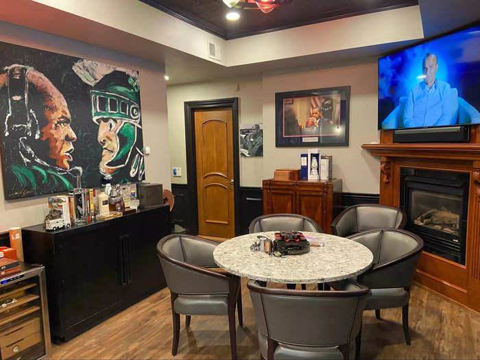 The man cave also has a cigar room with its own air filtration system.