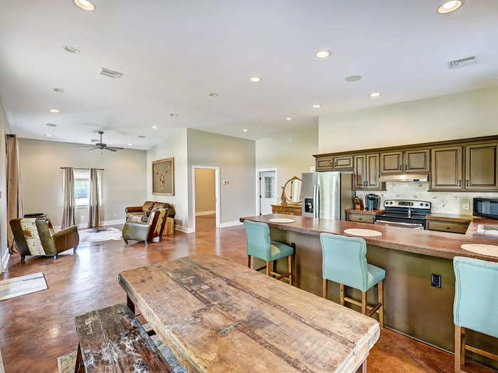 Here is a view of the kitchen and dining area in the guest house.