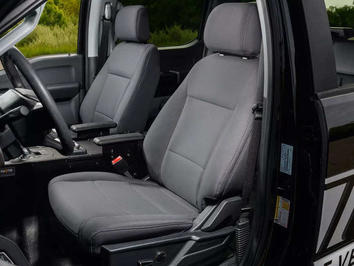 The front seats have steel intrusion plates to protect officers from the rear.