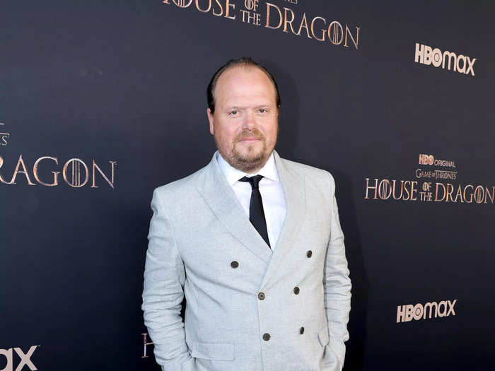 Gavin Spokes, who plays Lord Lyonel Strong, arrived in a grey suit to the premiere.