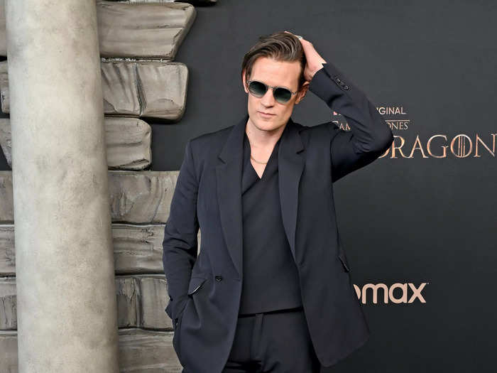 Matt Smith, who plays Prince Daemon Targaryen, continued the black theme at the world premiere. Daemon is the brother to the current king of Westeros and Rhaenyra