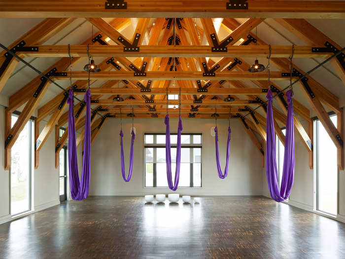 No wellness retreat would be complete without yoga. At Miraval Berkshires, guests can take a fitness class or meditation session complete with aerial silks.