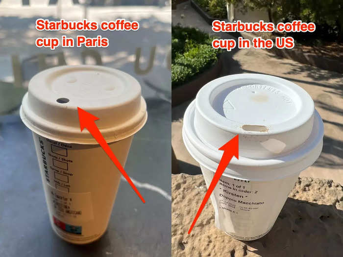 The hole at the top of a Starbucks cup was round and small instead of a wider oval.