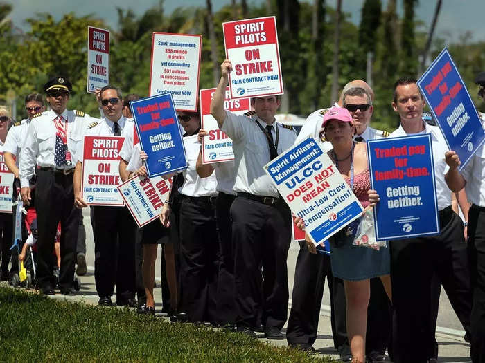 In June 2010, Spirit pilots went on strike for six days amid poor wages and benefits, causing hundreds of flight disruptions. At the time, Spirit Airbus crews were some of the lowest-paid pilots in the US.