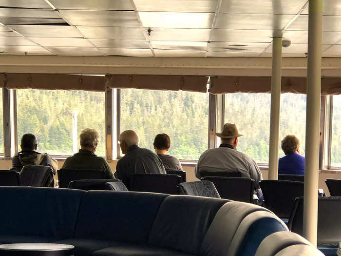 The observation lounge, one of two communal seating areas on the Matanuska, seemed to be the most popular place for passengers to relax during the day.