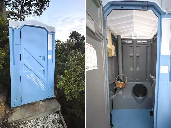 Outside the tiny house and along the gravel path was the porta-potty. I thought it was an upgrade from the ones I