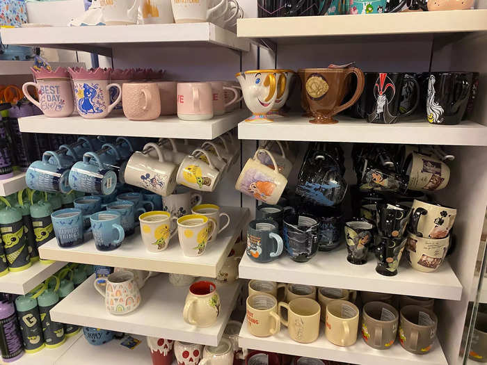 I saw a few Disney fans gathering around walls of mugs, and was tempted to buy one myself.