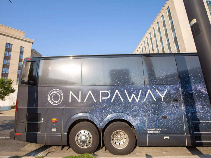 The startup then tasked a separate coach conversion company to retrofit the interior of its used charter bus, bringing the Napaway concept to life.