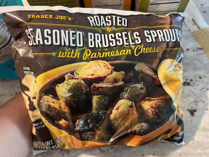 Roasted, seasoned Brussels sprouts with Parmesan cheese make a great side.