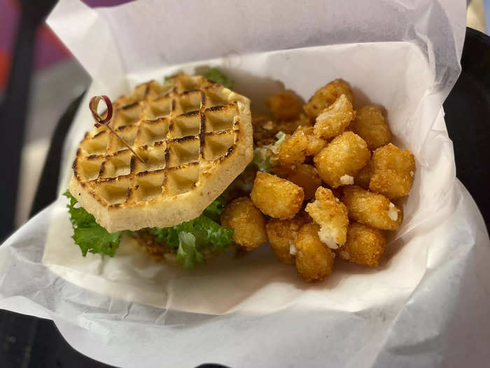 Try the chicken-and-waffles sandwich at Cletus