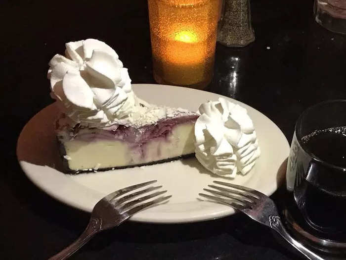 2. White Chocolate Raspberry Truffle Cheesecake - $8.95